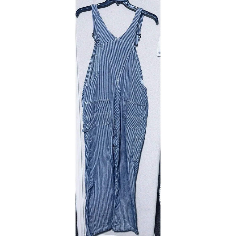 VTG Sears Railroad Striped Overalls weartuff Denim Union Made Mens 34 carpenter